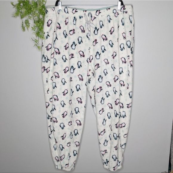 (Muk LUKS) Faux Sherpa Fleece Pajama Pants Penguin Plus 3X